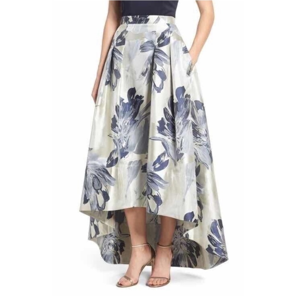 ELIZA J High Low A-Line Taffeta Floral Formal Skirt SIZE 6 Party Wedding Pockets